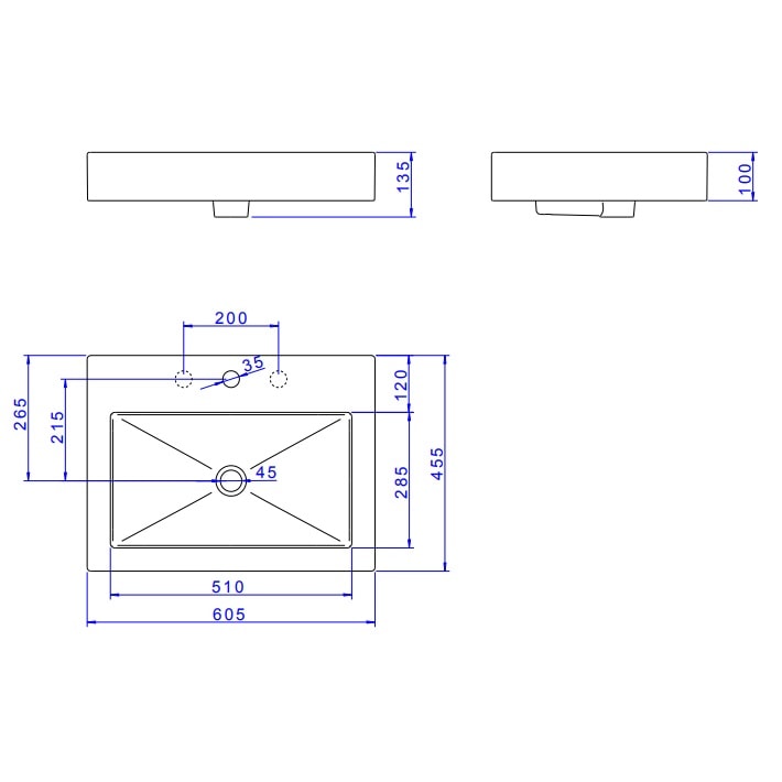 Cuba para Banheiro de Apoio Deca Retangular 60 x 45cm Branca - L.19.17
