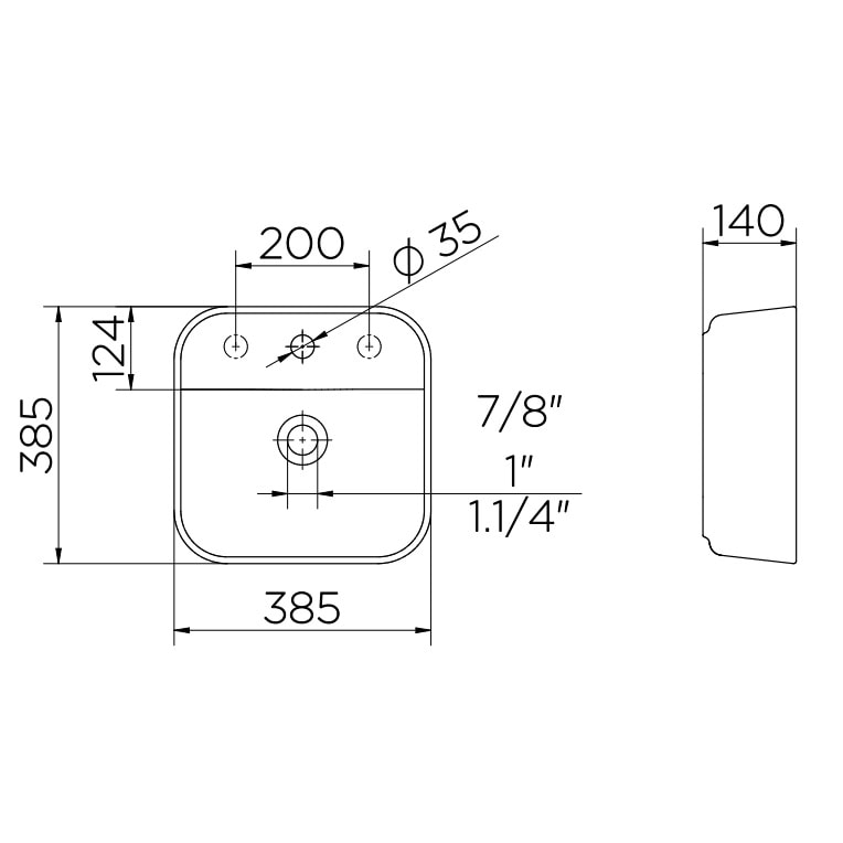 Cuba para Banheiro de Apoio Docol Quadrada 38,5 x 38,5cm Branca - 00971026