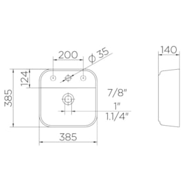 Cuba para Banheiro de Apoio Docol Quadrada 38,5 x 38,5cm Branca - 00971026