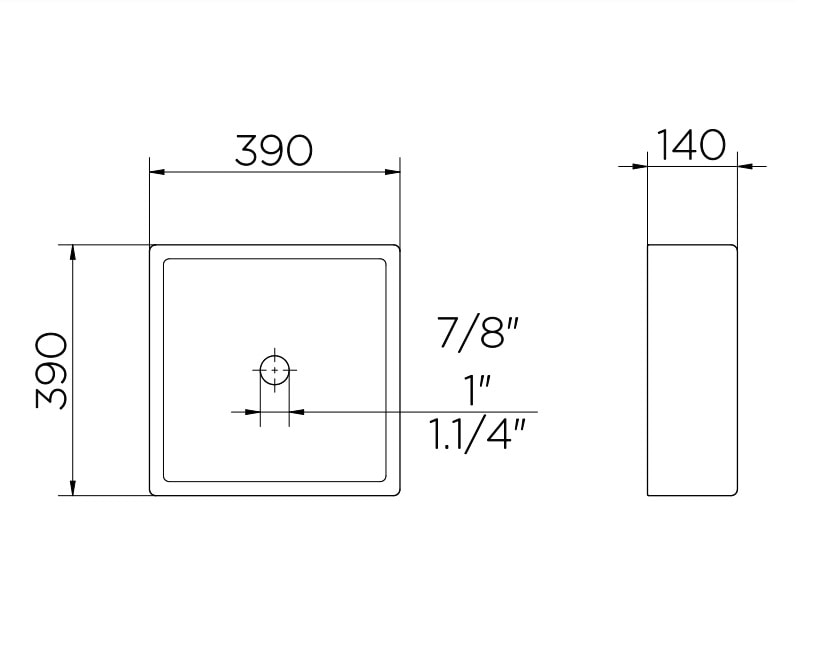 Cuba para Banheiro de Apoio Docol Quadrada 39x39cm Branca - 00969926