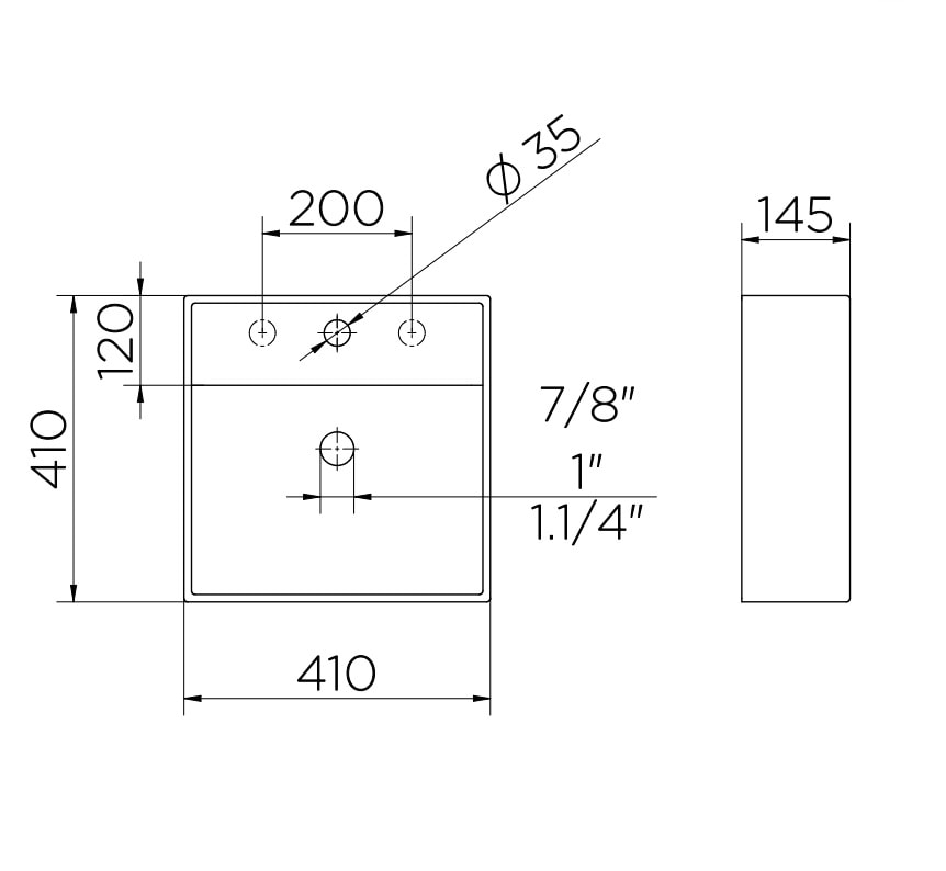 Cuba para Banheiro de Apoio Docol Quadrada 41 x 41cm Branca - 00970026
