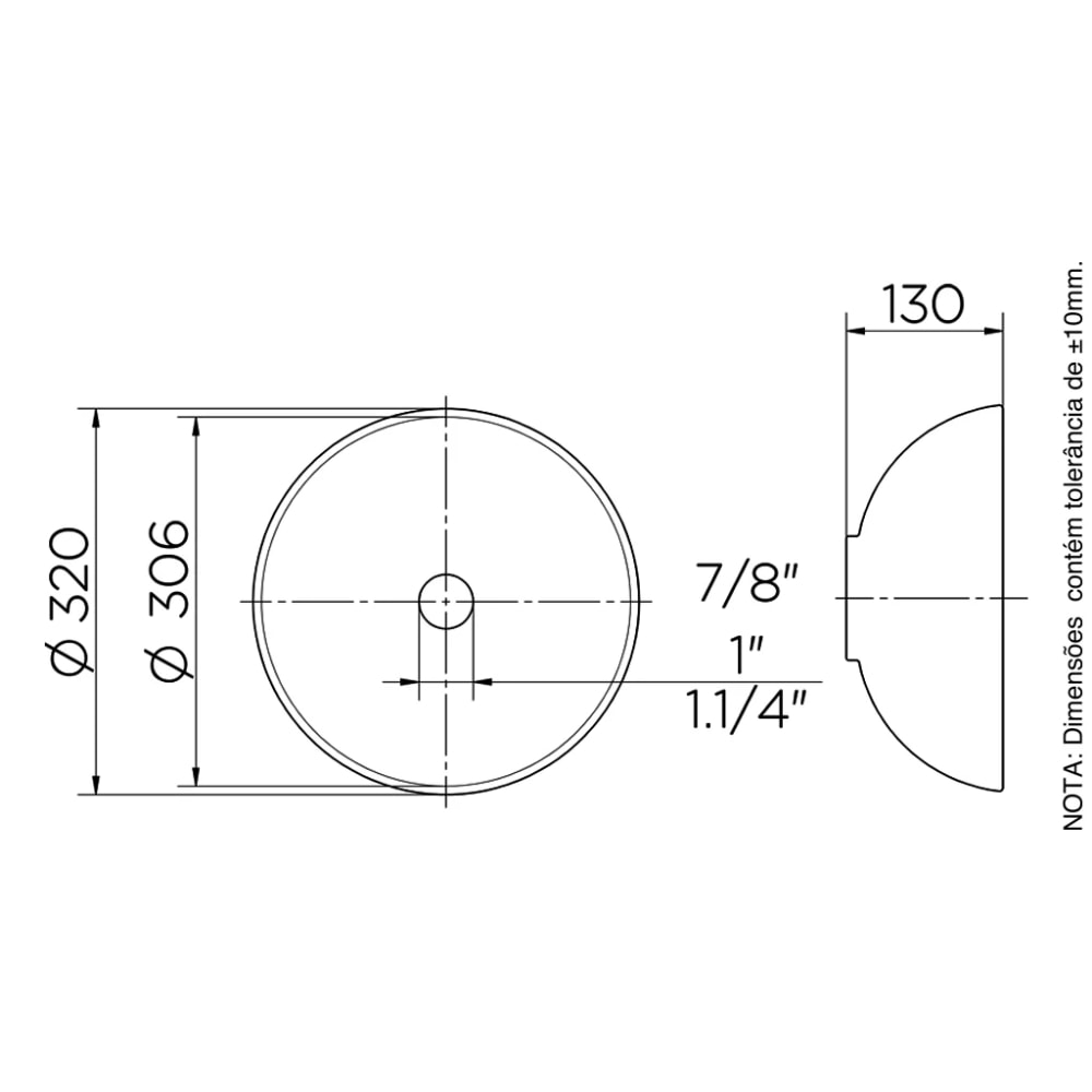 Cuba para Banheiro de Apoio Docol Redonda 32cm Branca - 00970726