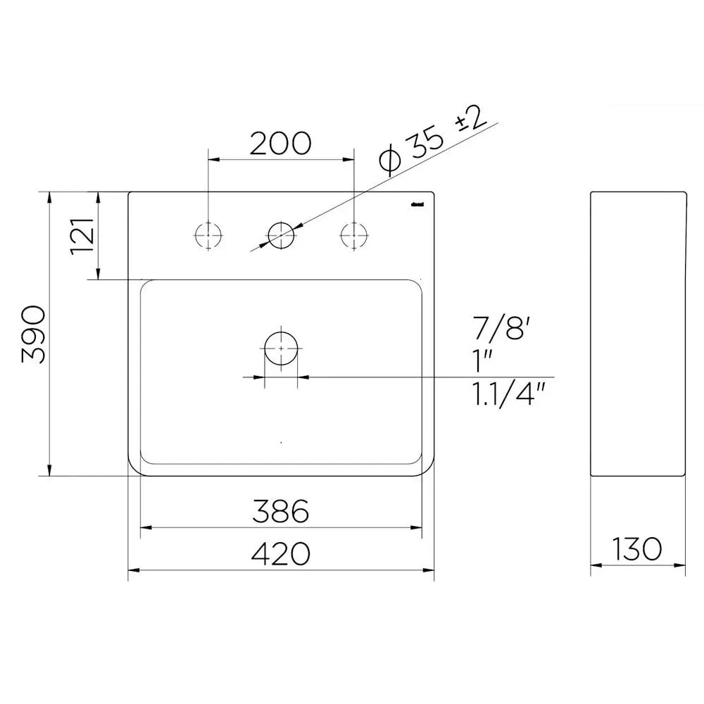 Cuba para Banheiro de Apoio Docol Retangular 42x39x13cm Branco - 1667826