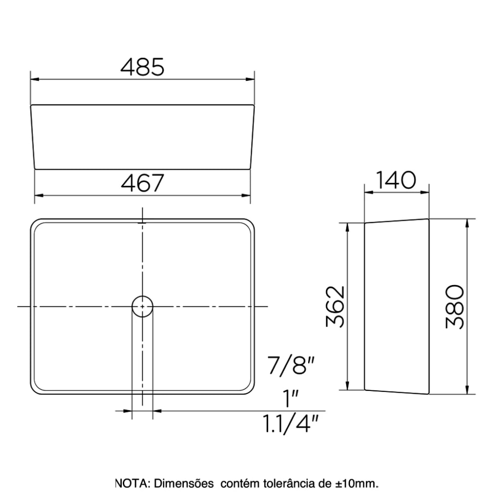 Cuba para Banheiro de Apoio Docol Retangular 48x38x14cm Branca - 1668126