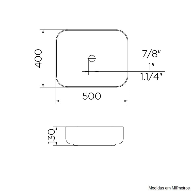 Cuba para Banheiro de Apoio Docol Retangular 50 x 40cm  Branca - 00971126