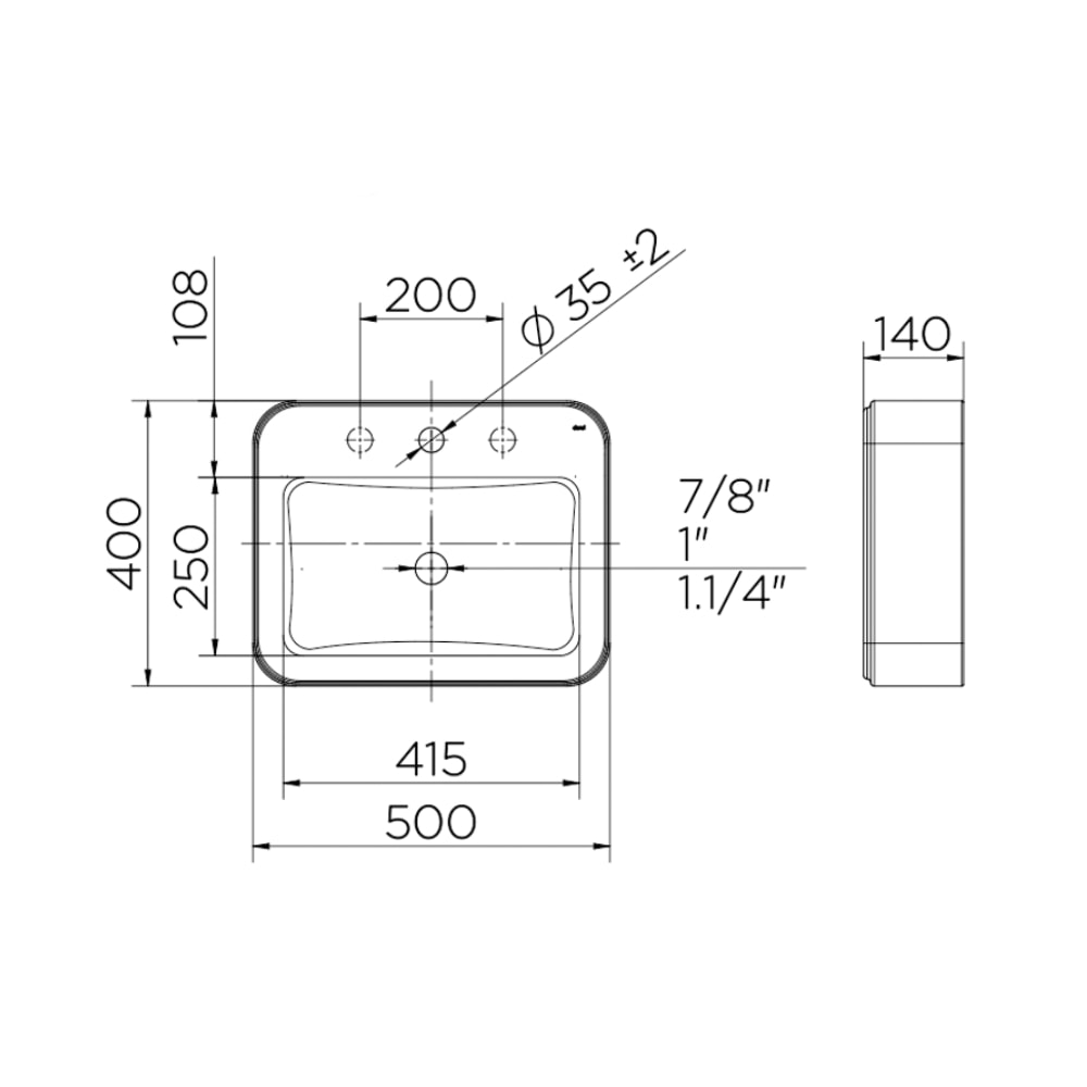 Cuba para Banheiro de Apoio Docol Retangular 50x40cm Branco - 1631826