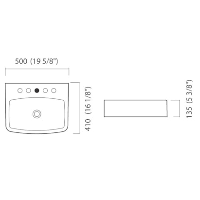 Cuba para Banheiro de Apoio Icasa Retangular 50 x 41cm Branca - ICA1300