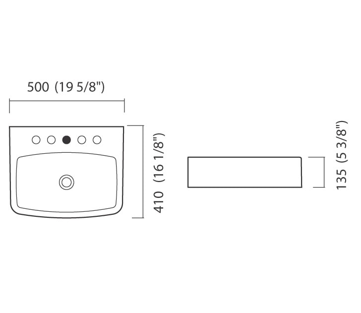 Cuba para Banheiro de Apoio Icasa Retangular 50x41cm Branca - ICA1300