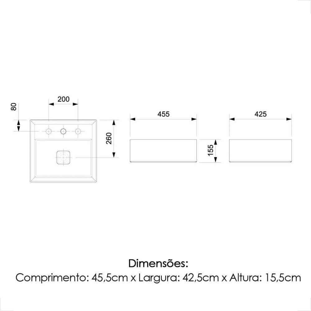 Cuba para Banheiro de Apoio Incepa 45x42cm Champagne - 1450730661100