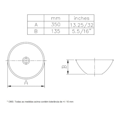 Cuba para Banheiro de Apoio Incepa Loft R1 Redonda 35cm Branca - 1850970017100