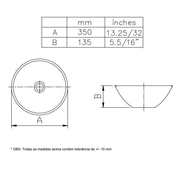 Cuba para Banheiro de Apoio Incepa Loft R1 Redonda 35cm Branca - 1850970017100