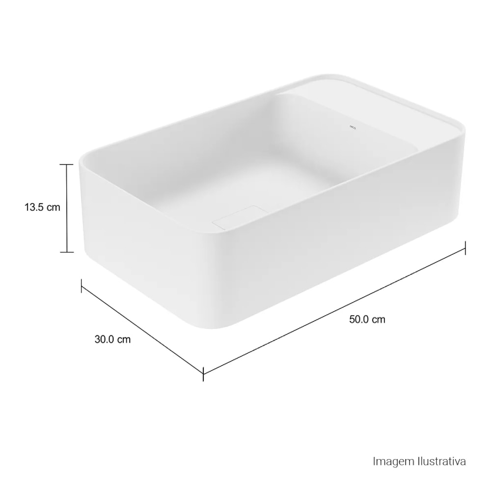 Cuba para Banheiro de Apoio ou Suspensa Deca Retangular 50cm Branca - L.43050.MD.17