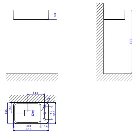 Cuba para Banheiro de Apoio ou Suspensa Deca Retangular 50cm Branca - L.43050.MD.17