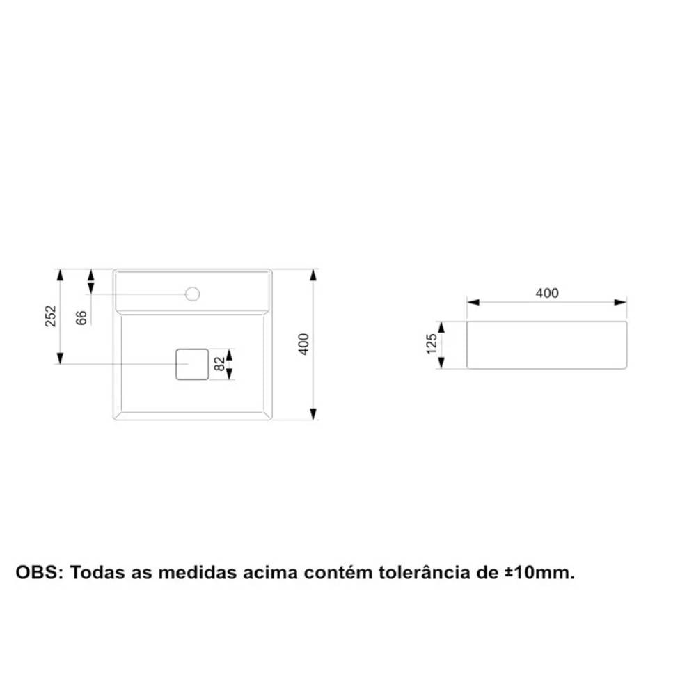 Cuba para Banheiro de Apoio Quadrada com Mesa Roca T9 Terra 40x40cm Beige - A32787T650