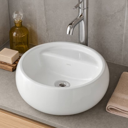 Cuba para Banheiro de Apoio Redonda Deca com Deck 40cm Branca - L.12040.M.BD.17