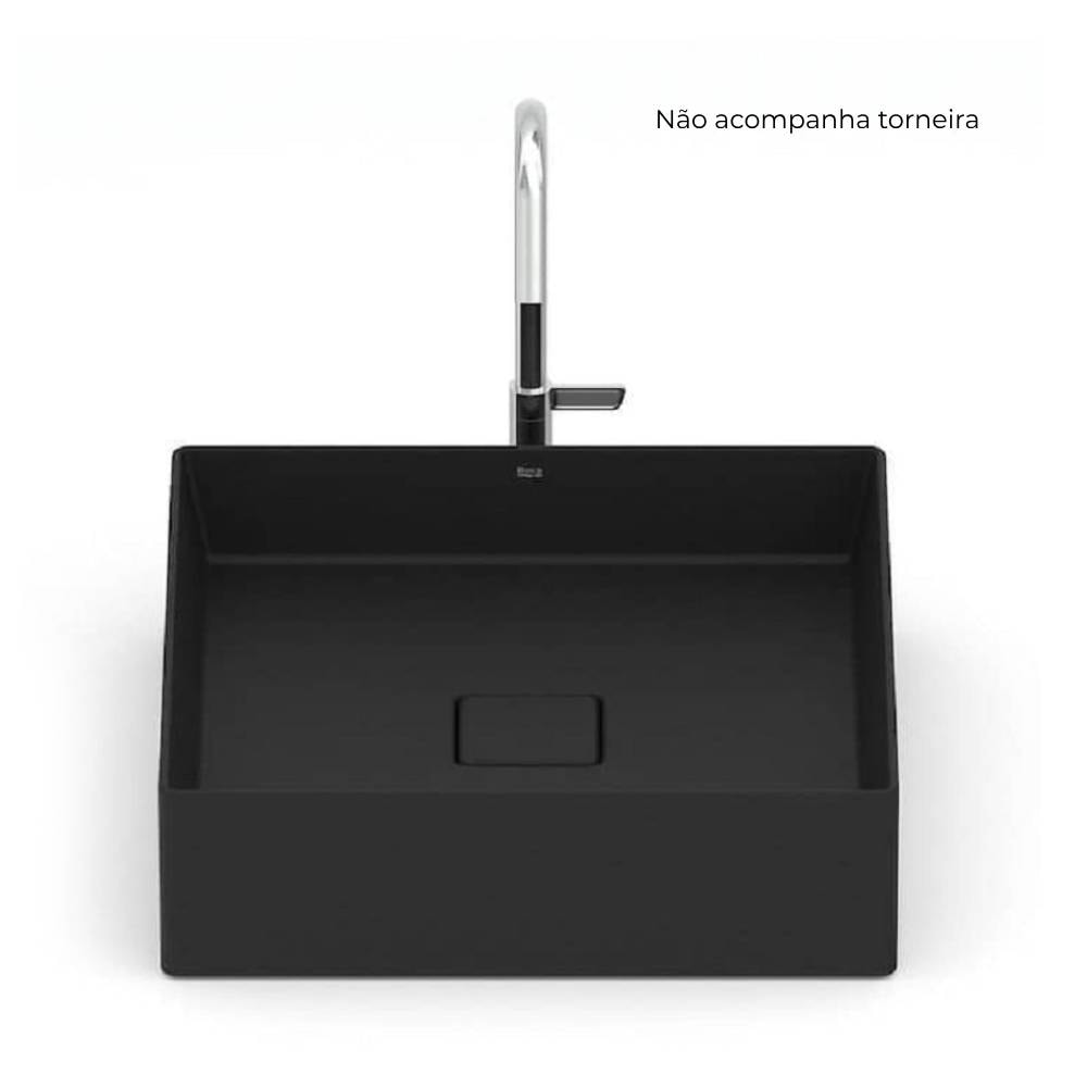Cuba para Banheiro de Apoio Roca Quadrada 40x40cm T5 Terra Black Matte - A32787Y080
