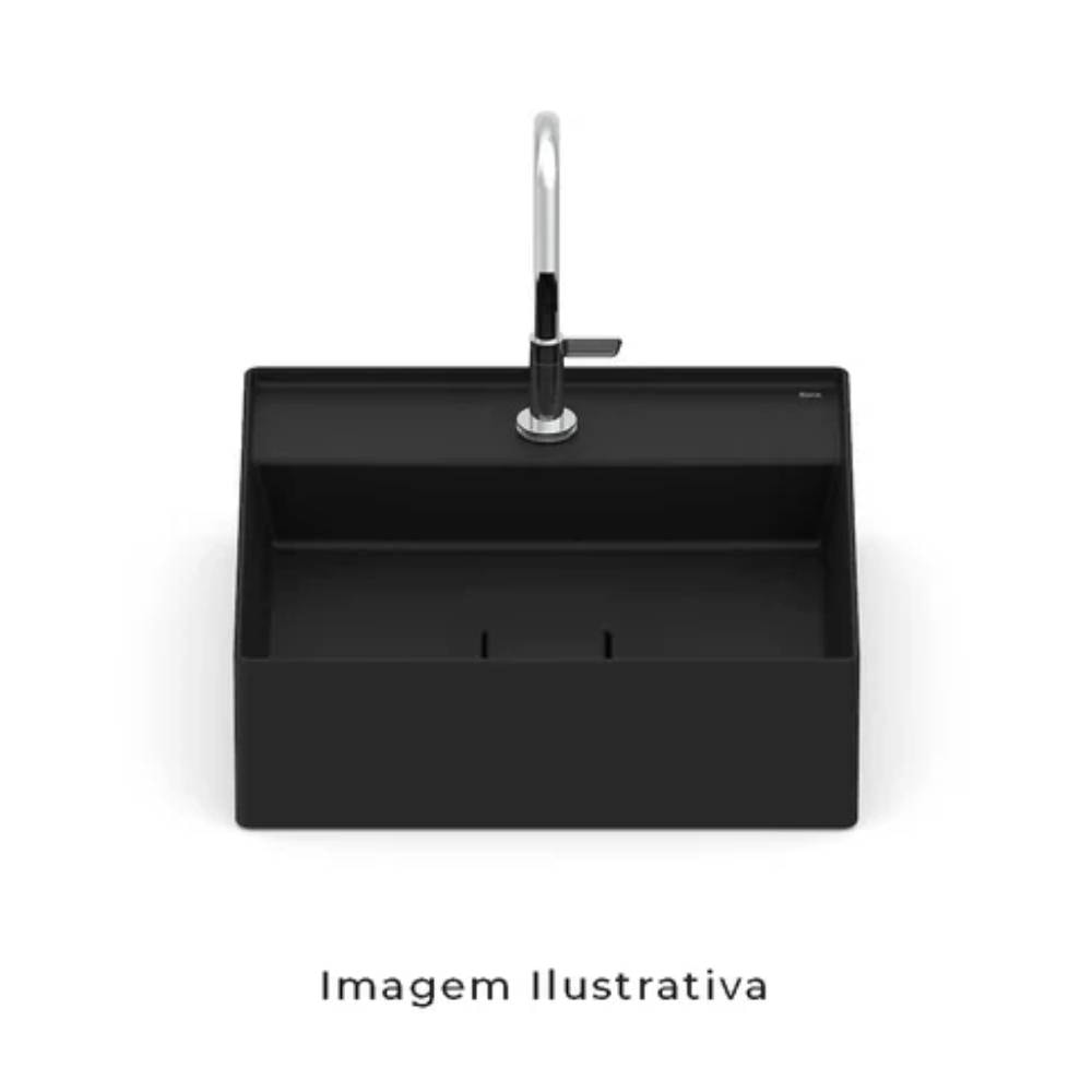 Cuba para Banheiro de Apoio Roca Quadrada 40x40cm T9 Terra Black Matte - A32787T080