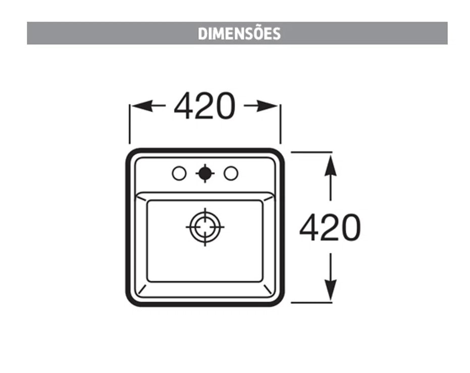 Cuba para Banheiro de Apoio Roca Quadrada 42 x 42cm Branca - A327B1000