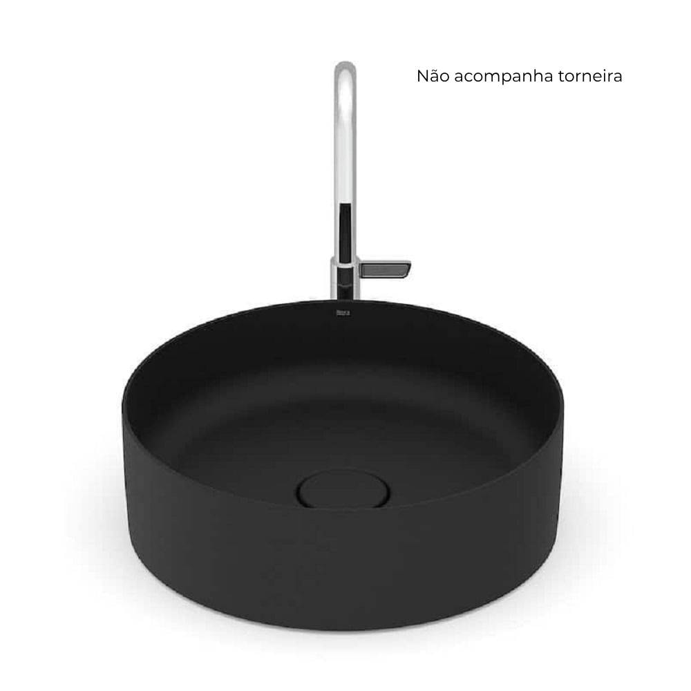 Cuba para Banheiro de Apoio Roca Redonda 39cm T2 Terra Black Matte - A32787N080