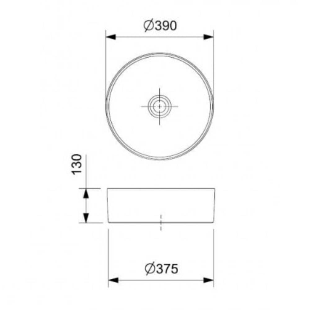 Cuba para Banheiro de Apoio Roca Redonda 39cm T2 Terra Black Matte - A32787N080