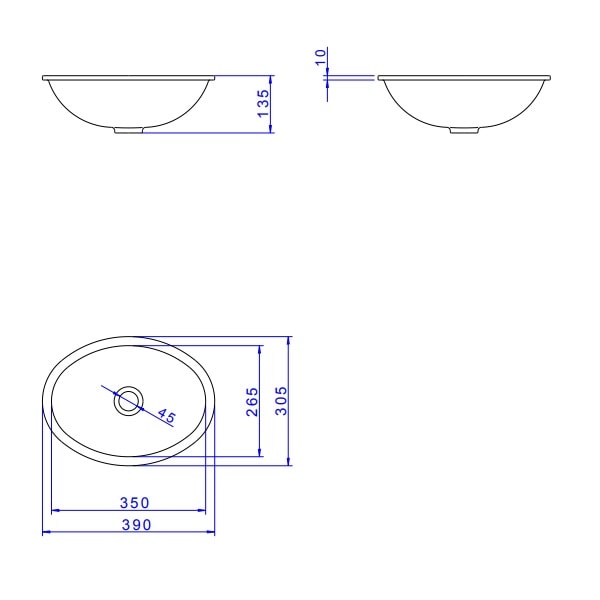 Cuba para Banheiro de Embutir Deca Oval 39 x 30,5cm Branca - L.59.17