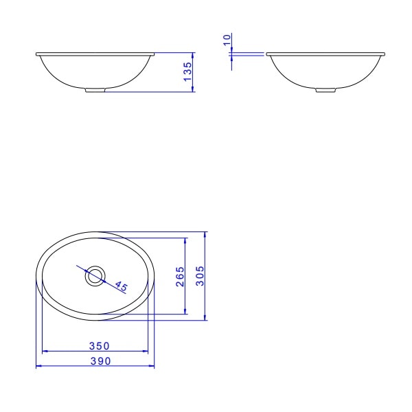 Cuba para Banheiro de Embutir Deca Oval 39 x 30,5cm Creme - L.59.37