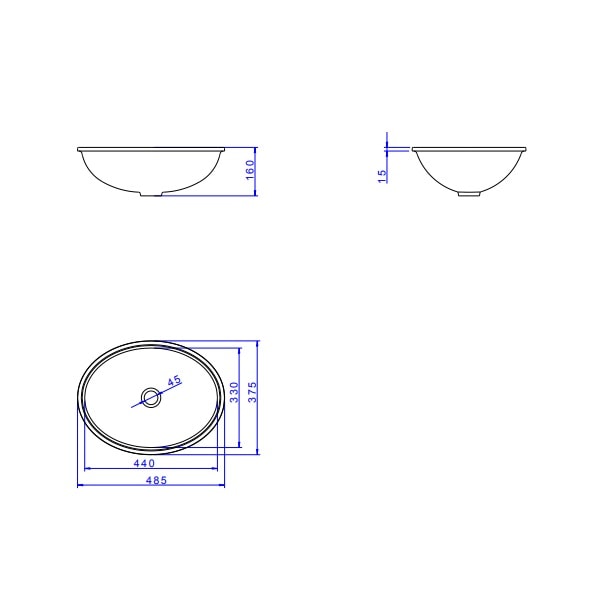 Cuba para Banheiro de Embutir Deca Oval 48,5x37,5cm Branca - L.37.17