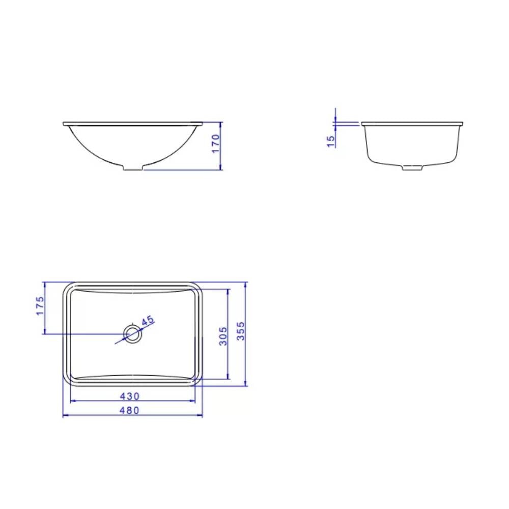 Cuba para Banheiro de Embutir Deca Retangular 48 x 35,5cm Branca - L.375.17