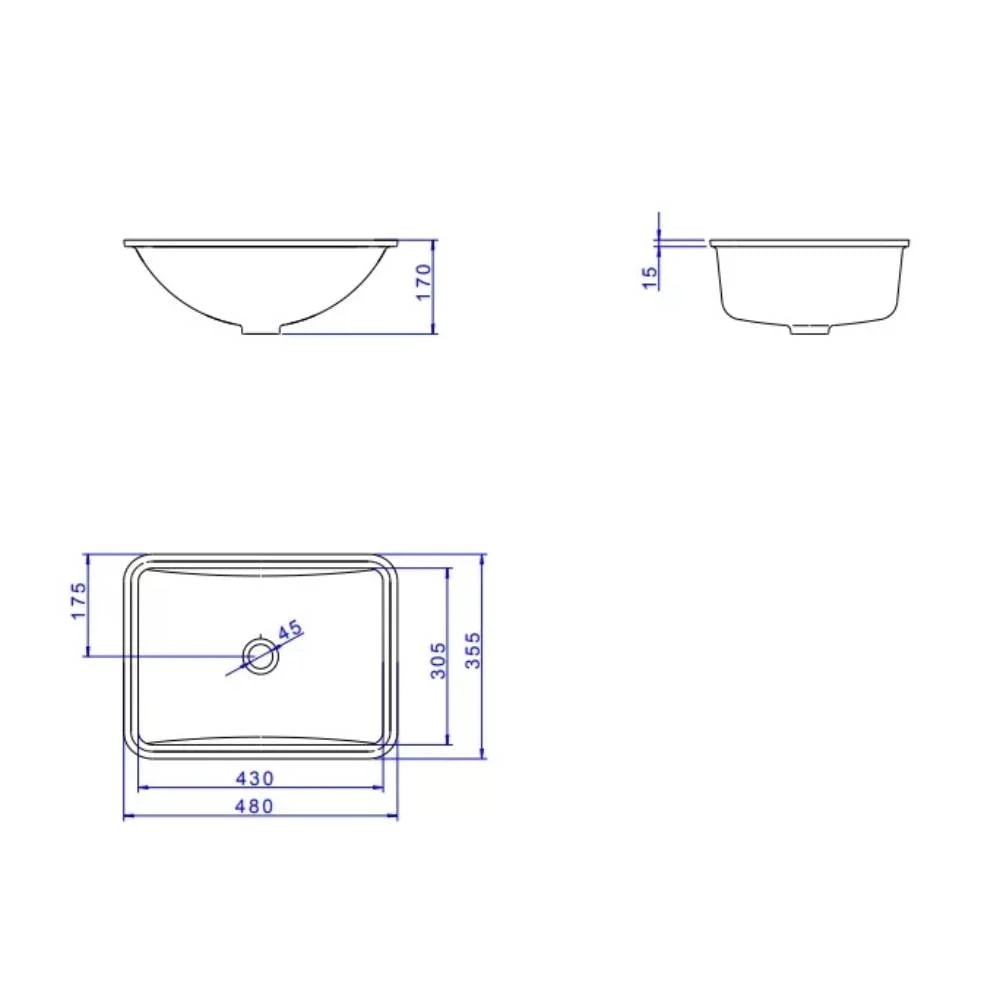 Cuba para Banheiro de Embutir Deca Retangular 48x35,5cm Branca - L.375.17