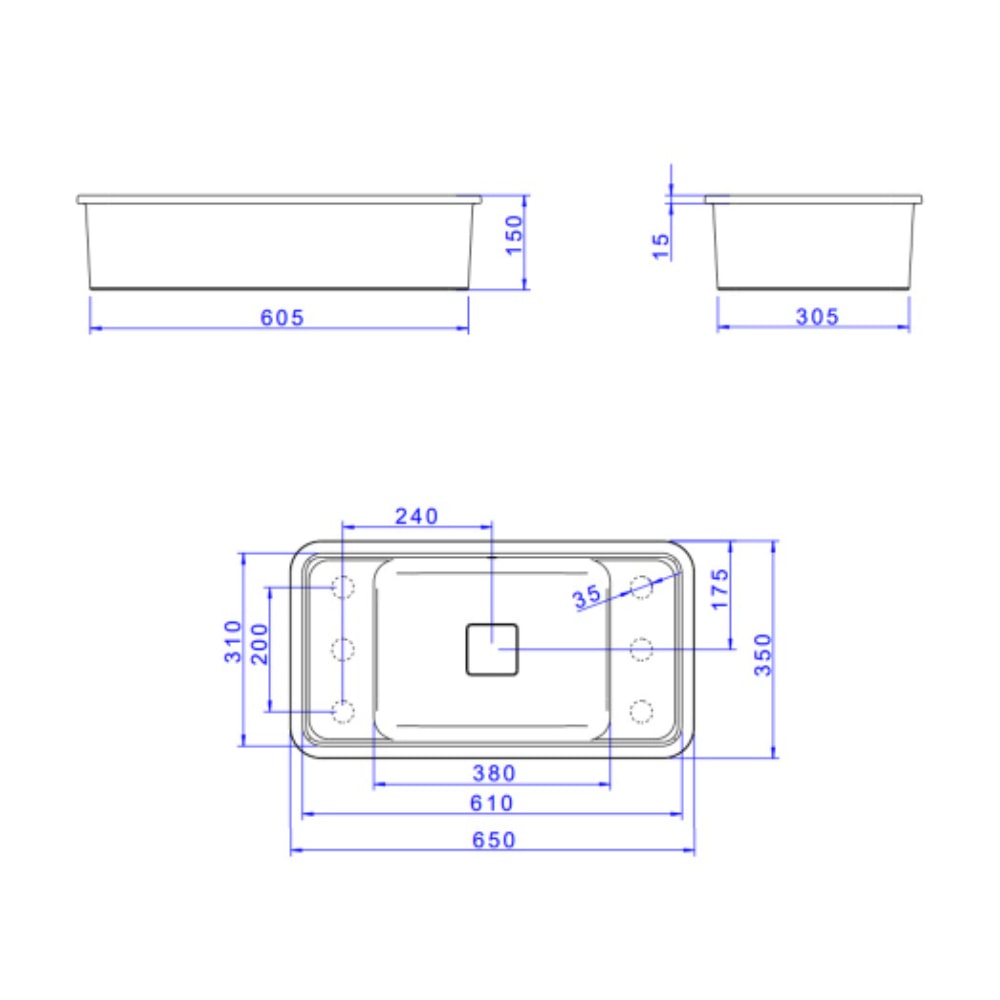 Cuba para Banheiro de Embutir Deca Retangular 65x35cm Ébano Fosco com Deck - L.33060.MDE.94