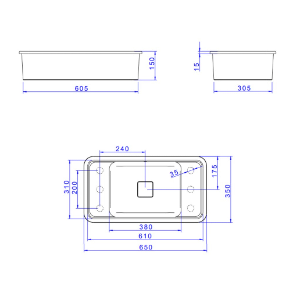 Cuba para Banheiro de Embutir Deca Retangular 65x35cm Soft Antracite - L.33060.MDE.85