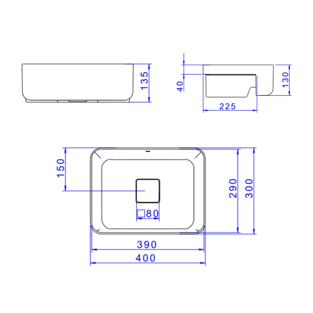 Cuba para Banheiro de Semi-Encaixe Deca Retangular 40x30cm Branco - L.63040.17