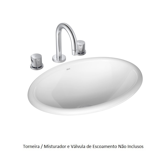 Cuba para Banheiro de Sobrepor Deca Oval 44 x 31cm Branca - L.65.17