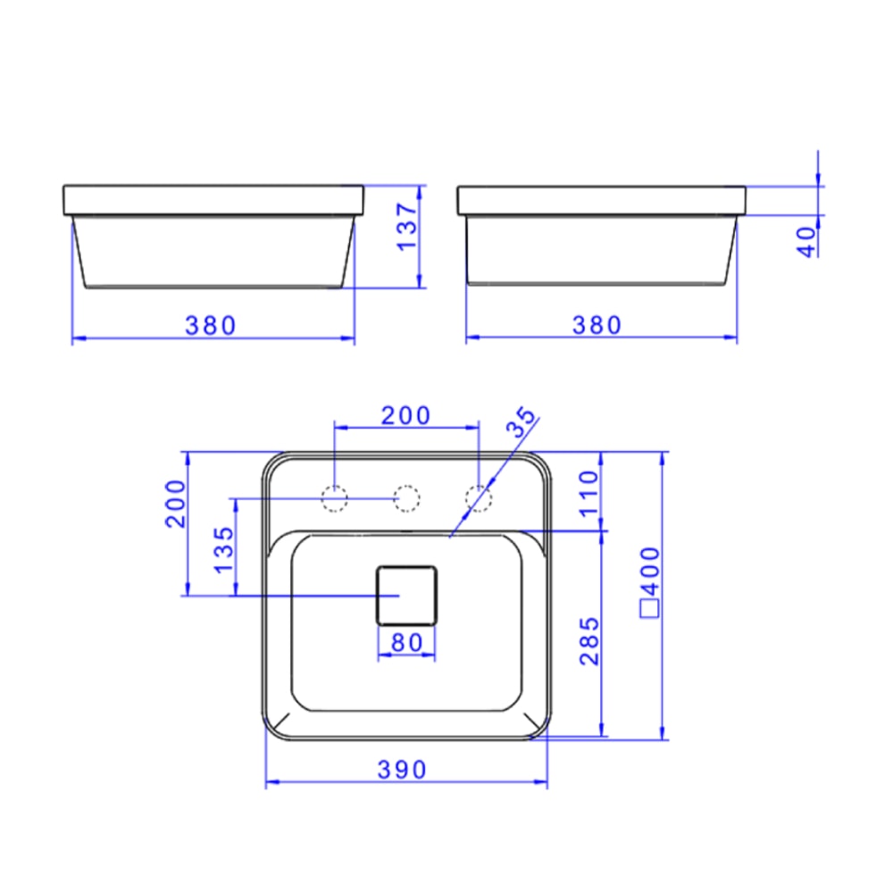 Cuba para Banheiro de Sobrepor Deca Quadrado 40x40cm Soft Antracite com Deck - L.21040.M.85