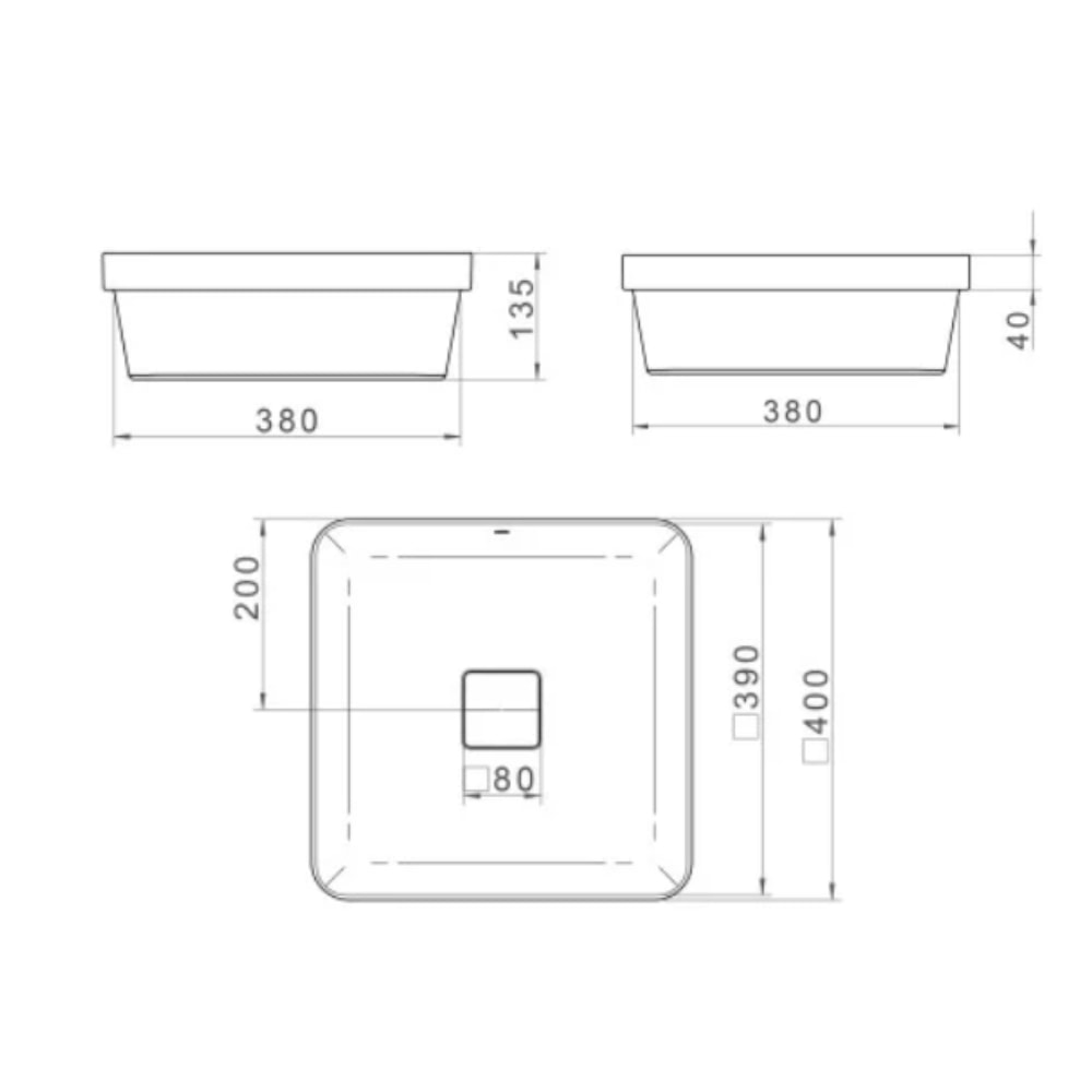 Cuba para Banheiro de Sobrepor Deca Quadrado 40x40cm Soft Atracite - L.21040.85