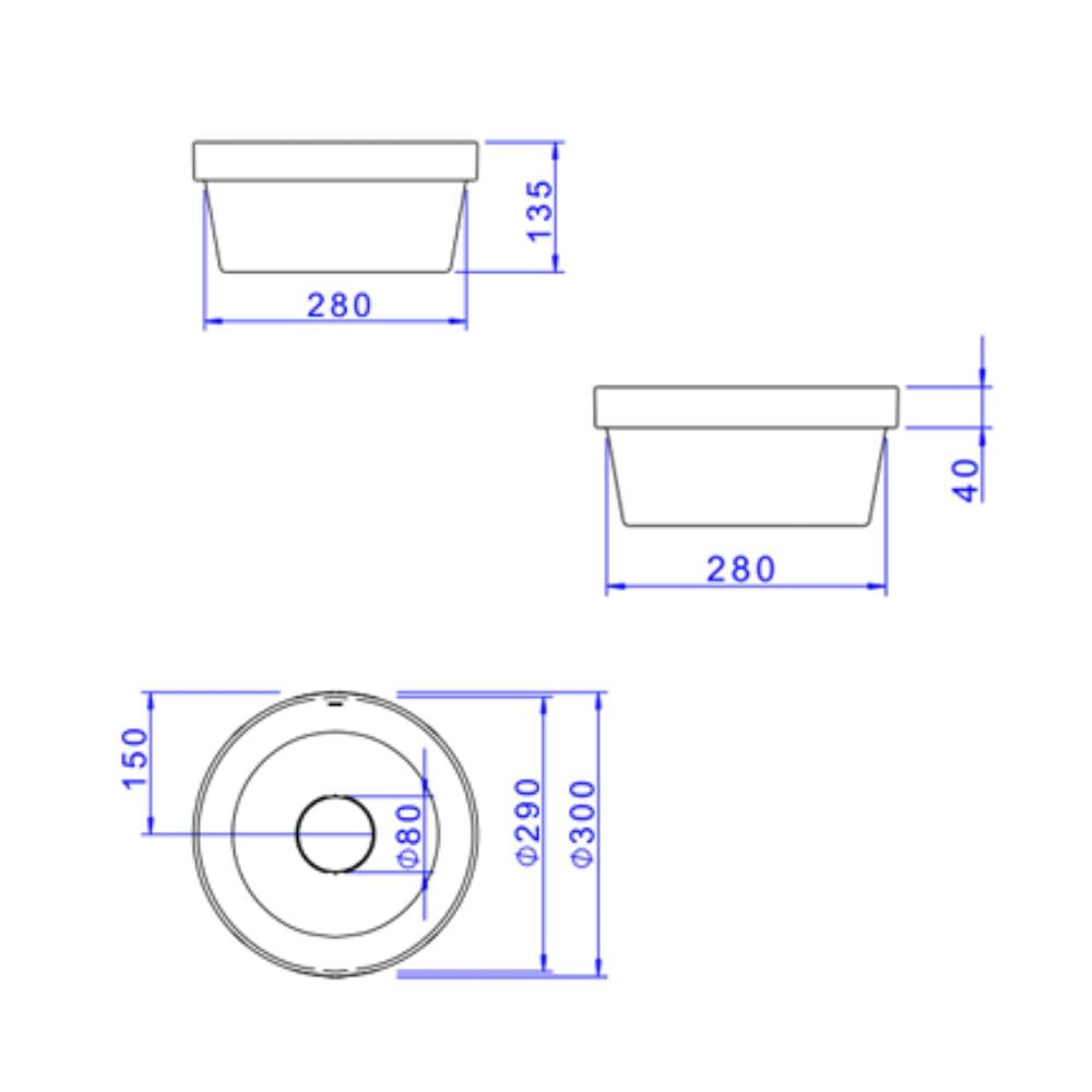 Cuba para Banheiro de Sobrepor Deca Redonda 30cm Cinza Antracite - L.22030.85
