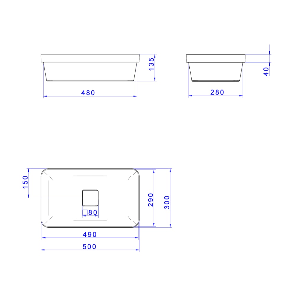 Cuba para Banheiro de Sobrepor Deca Retangular 50x30cm Soft Antracite - L.23050.85