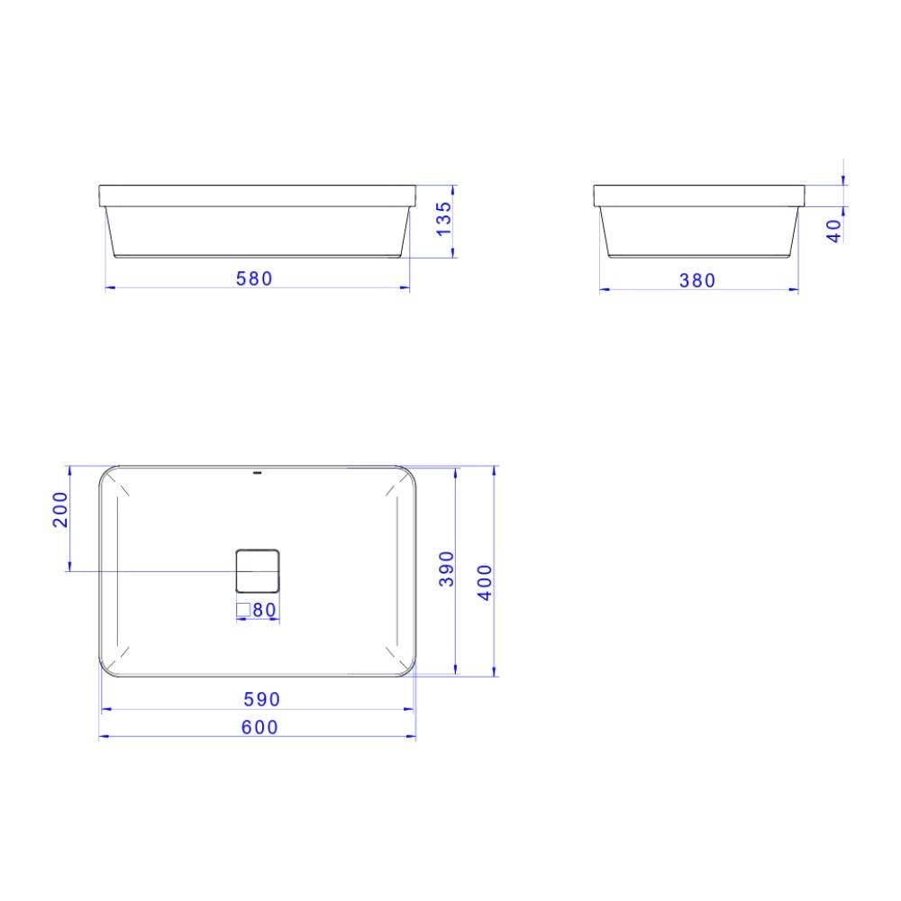 Cuba para Banheiro de Sobrepor Deca Retangular 60cm Branco - L.23060.17