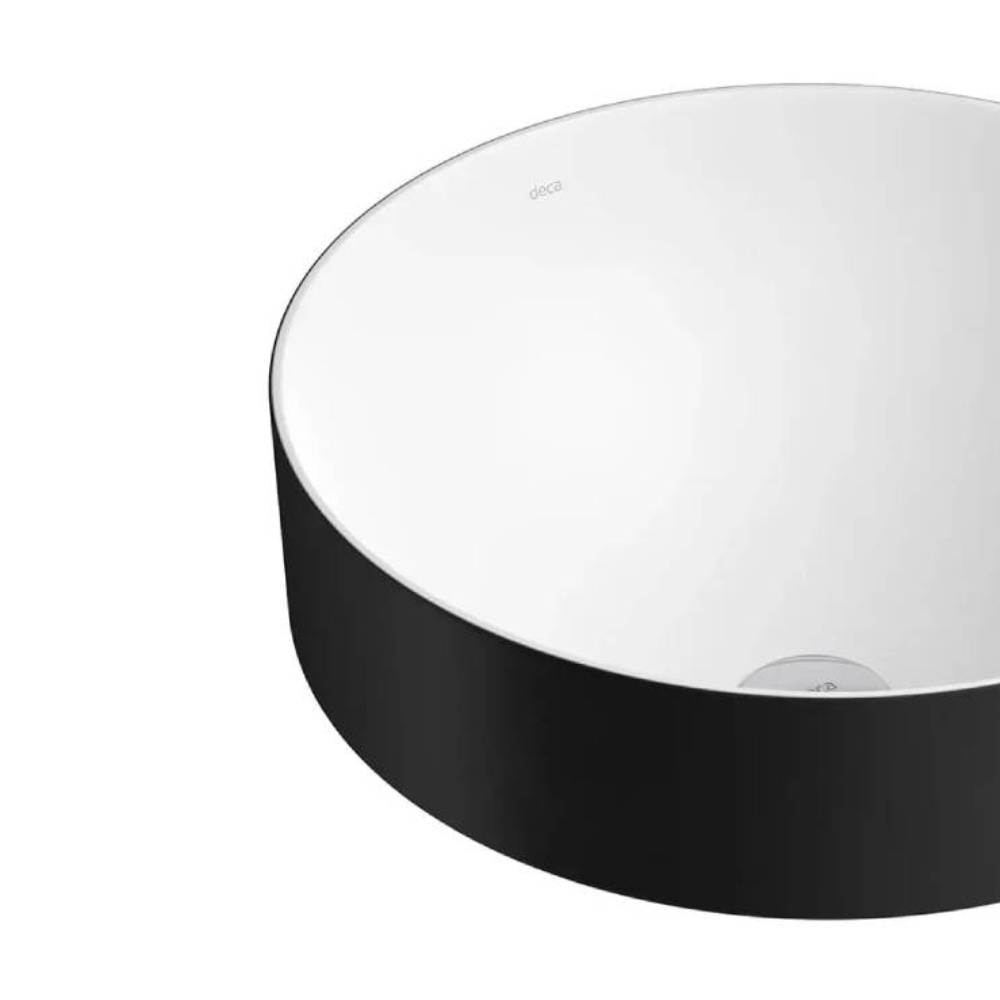 Cuba para Banheiro de Sobrepor Redonda Deca 40cm Ébano e Branco Fosco - L.1050.72