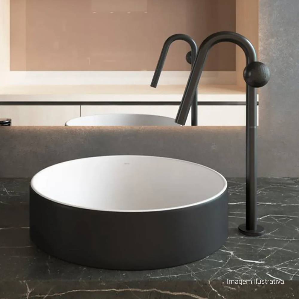 Cuba para Banheiro de Sobrepor Redonda Deca 40cm Ébano e Branco Fosco - L.1050.72