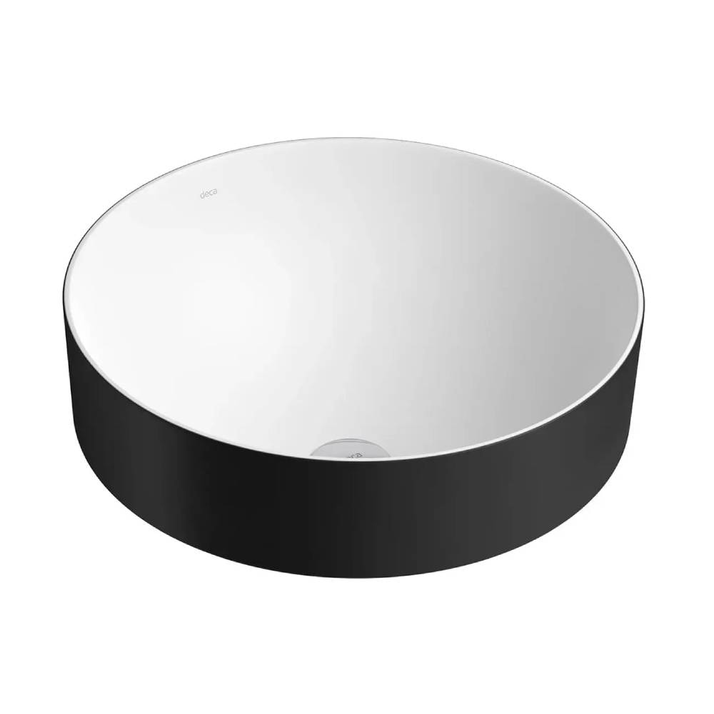 Cuba para Banheiro de Sobrepor Redonda Deca 40cm Ébano e Branco Fosco - L.1050.72