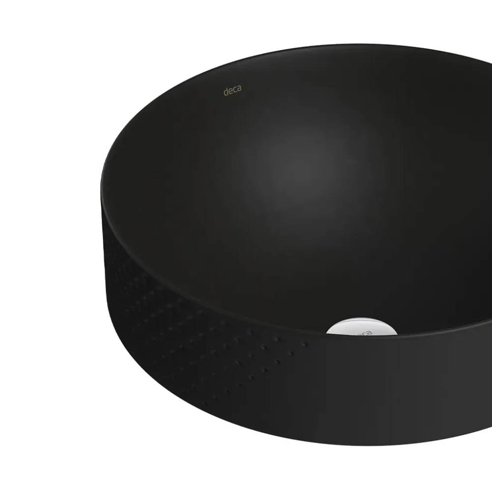 Cuba para Banheiro de Sobrepor Redonda Deca com Textura Diamante 40cm Ébano Fosco - L.1050.LS.94