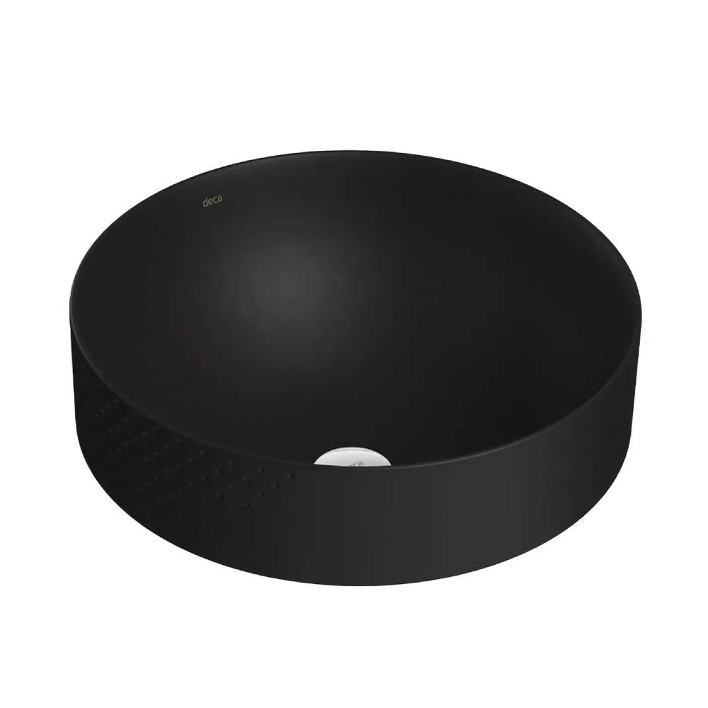 Cuba para Banheiro de Sobrepor Redonda Deca com Textura Diamante 40cm Ébano Fosco - L.1050.LS.94