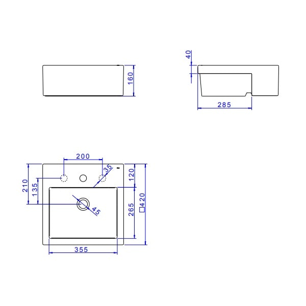 Cuba para Banheiro Semi Encaixe Deca Quadrada 42 x 42cm Branca - L.830.17