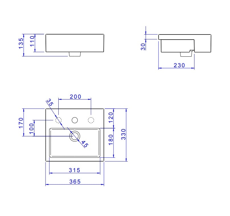 Cuba para Banheiro Semi Encaixe Deca Retangular 33 x 36,5cm Branca - L.733.17