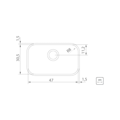 Cuba para Cozinha de Embutir Aço Inox Acetinado Tramontina Lavínia 47x30cm - 94022102