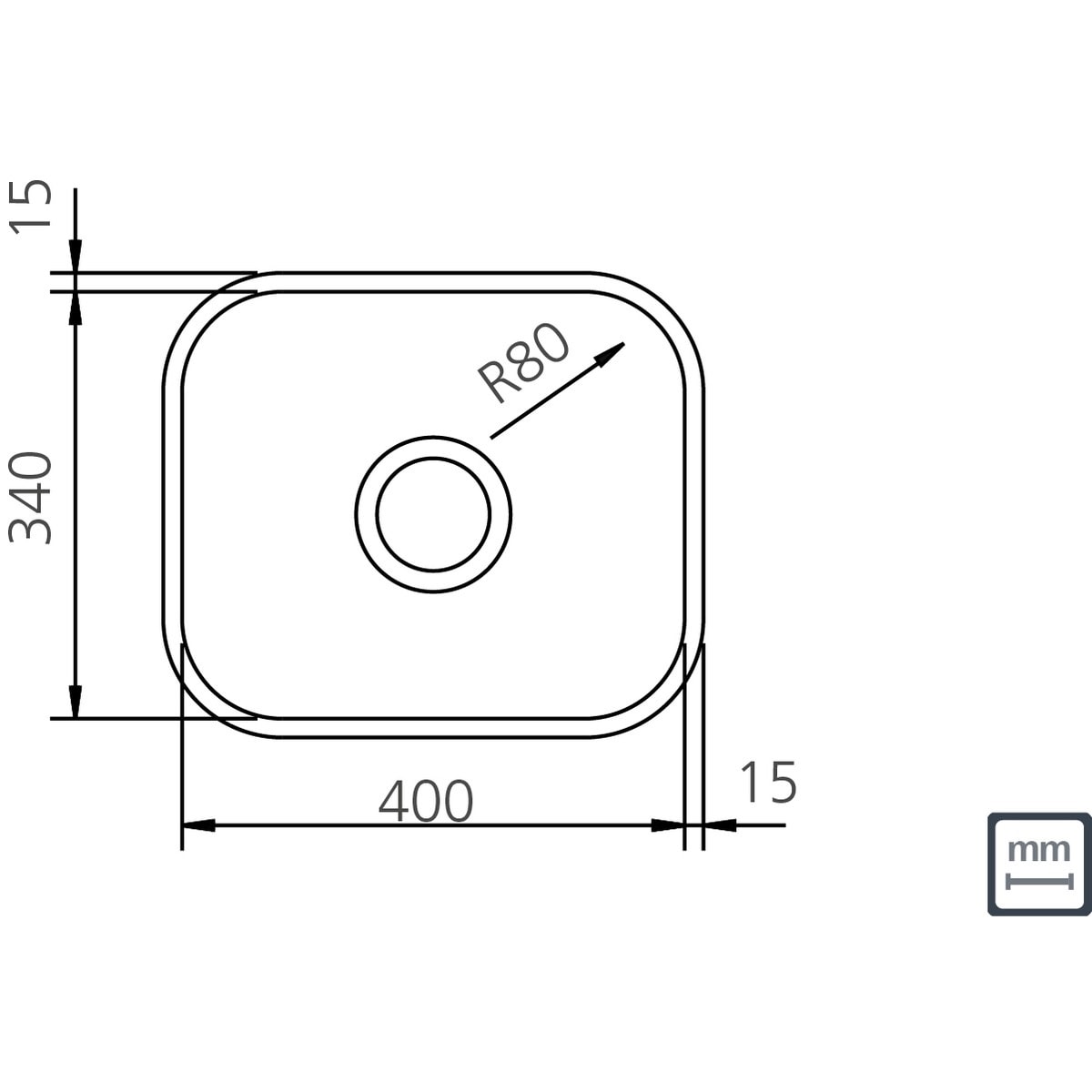 Cuba para Cozinha de Embutir Aço Inox Alto Brilho Tramontina Lavínia 40x34cm - 94020203