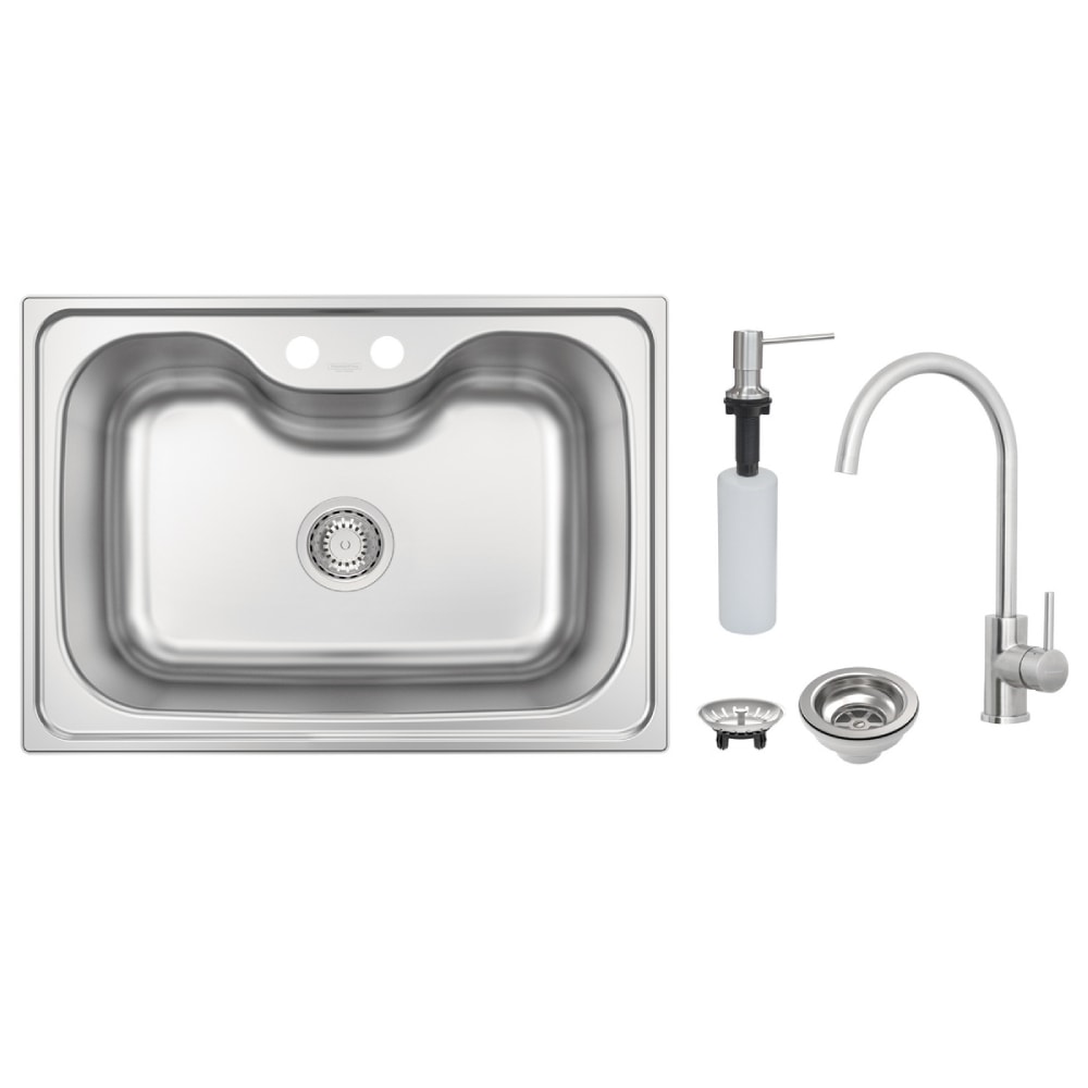 Cuba para Cozinha de Embutir Aço Inox Tramontina Morgana 60FX com Monocomando, Dosador de Sabão e Válvula 69x49cm - 93806/492