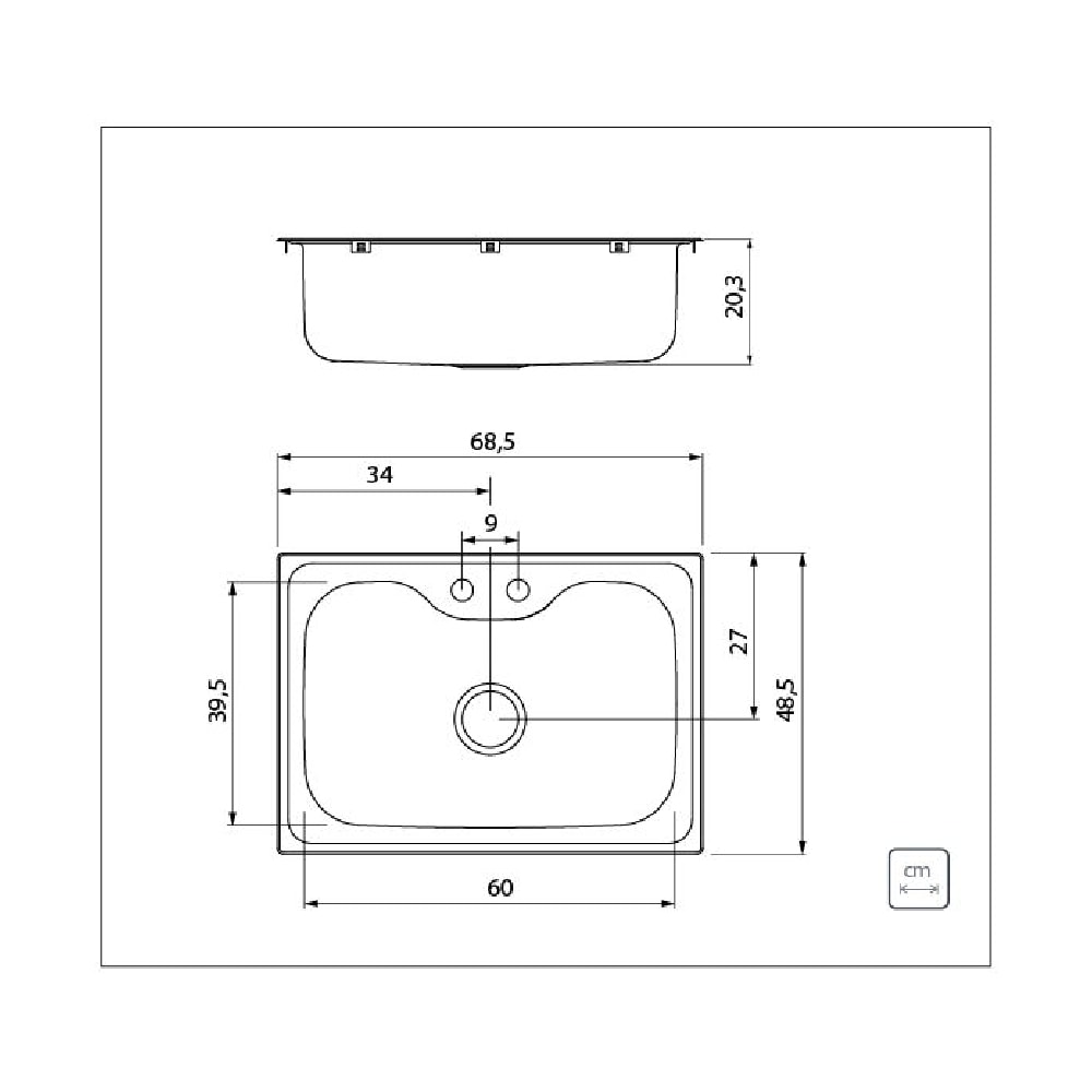 Cuba para Cozinha de Embutir Aço Inox Tramontina Morgana 60FX com Monocomando, Dosador de Sabão e Válvula 69x49cm - 93806/492