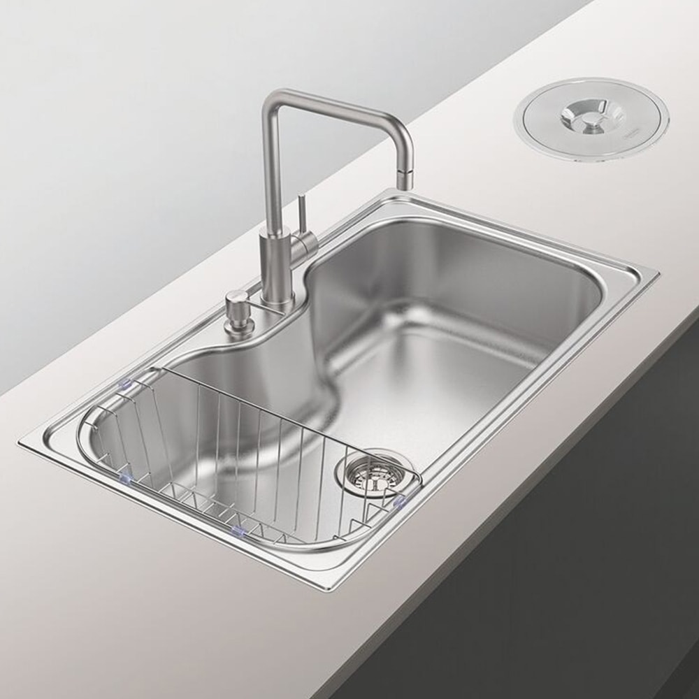 Cuba para Cozinha de Sobrepor Aço Inox Tramontina Morgana 86x50cm + Acessórios - 93801152